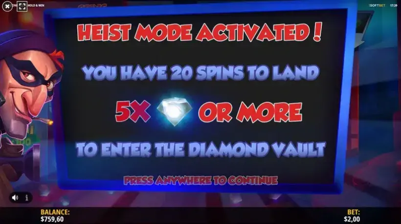 Diamond Heist Hold & Win slot screenshot 7