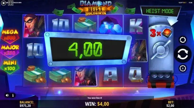 Diamond Heist Hold & Win slot screenshot 2