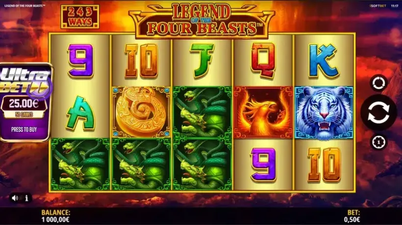 Legend of the Four Beasts slot screenshot 