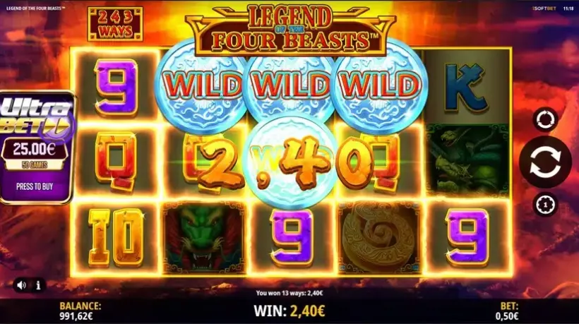 Legend of the Four Beasts slot screenshot 2
