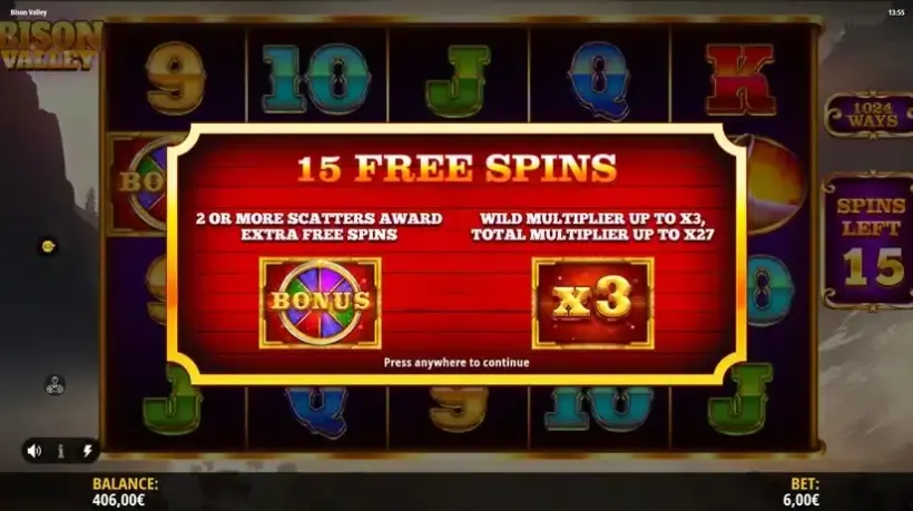 Bison Valley slot screenshot 4