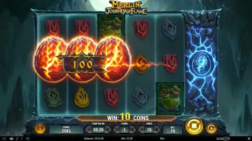 Merlin: Journey of Flame slot screenshot 3