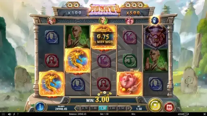 Monkey: Battle for the Scrolls slot screenshot 4