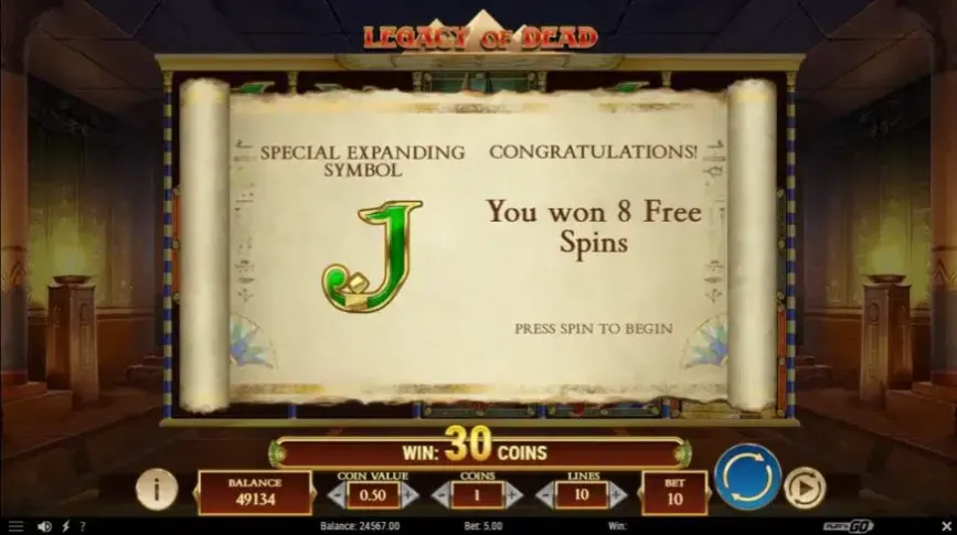 Legacy of Dead slot screenshot 3