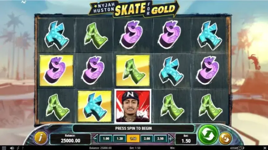 Nyjah Huston – Skate for Gold slot screenshot 