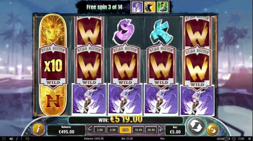 Nyjah Huston – Skate for Gold slot screenshot 
