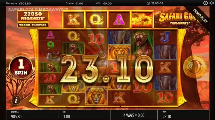 Safari Gold Megaways slot screenshot 