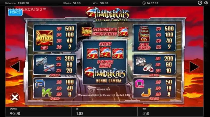 Thundercats Reels Of Thundera slot screenshot 2