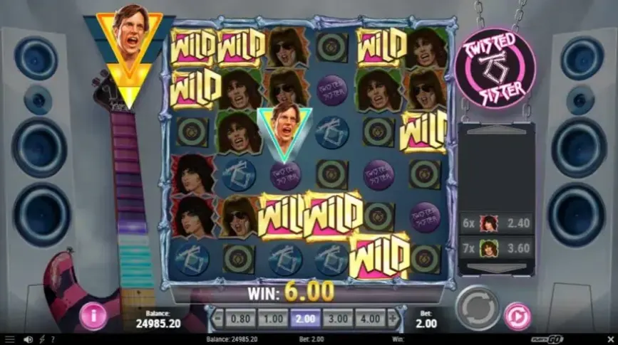 Twisted Sister slot screenshot 2