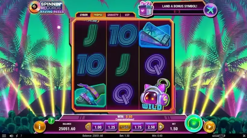 Spinnin’ Records Raving Reels slot screenshot 