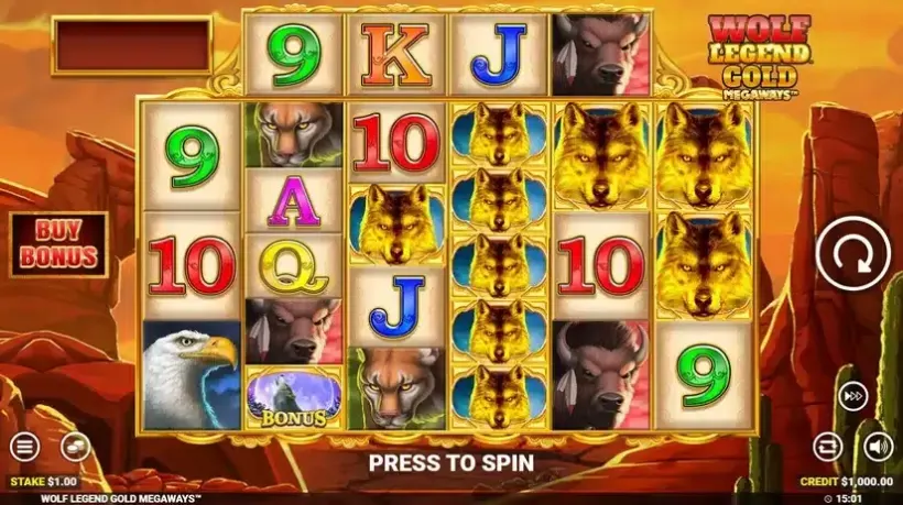 Wolf Legend Gold Megaways slot screenshot 