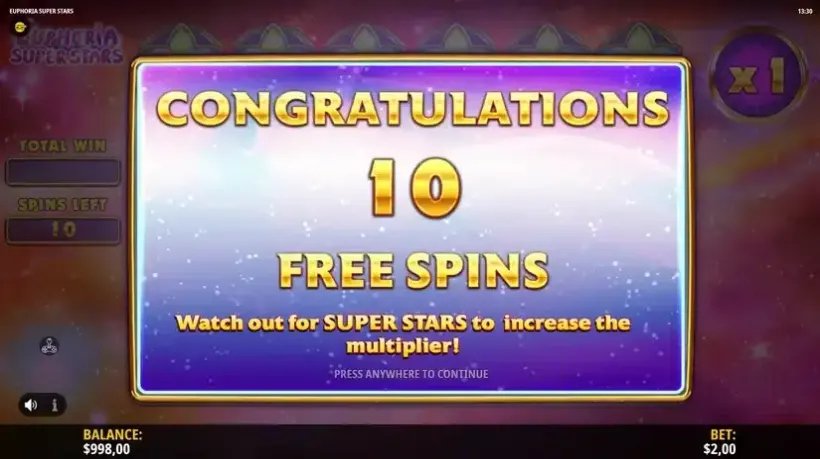 Euphoria Super Stars slot screenshot 3