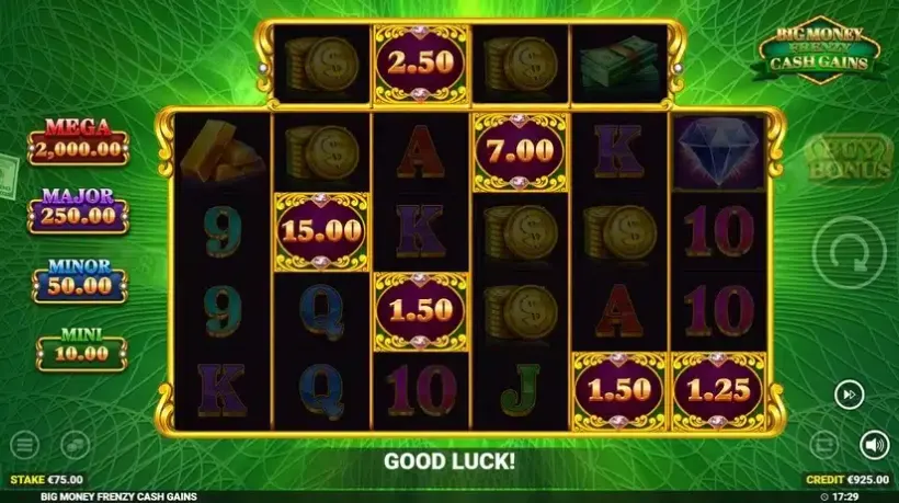 Big Money Frenzy Cash Gains slot screenshot 2