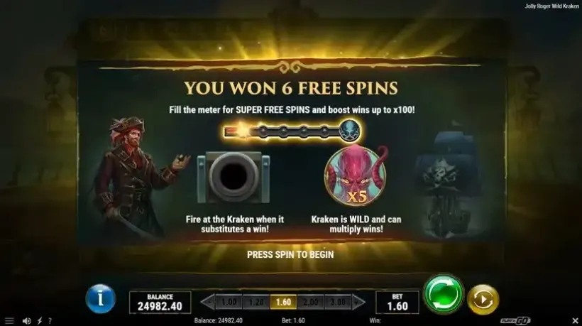 Jolly Roger Wild Kraken slot screenshot 4