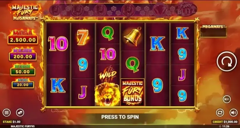 Majestic Fury Megaways slot screenshot 