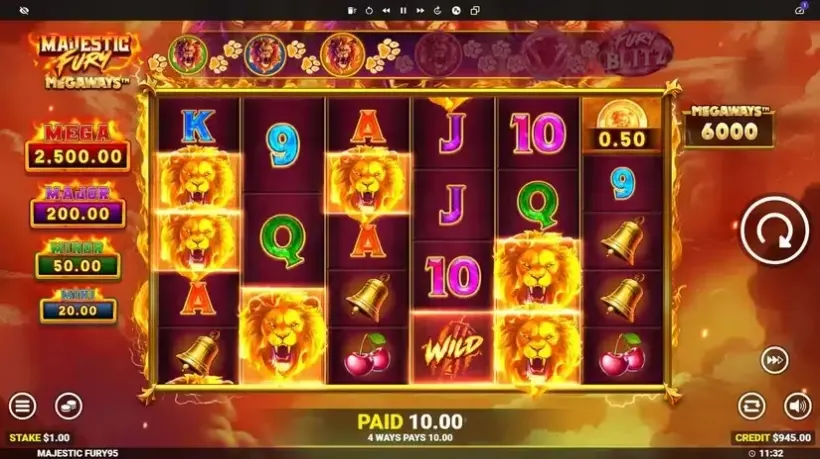 Majestic Fury Megaways slot screenshot 