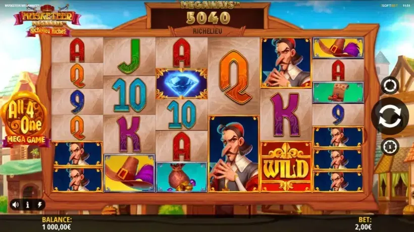 Musketeer Megaways slot screenshot 