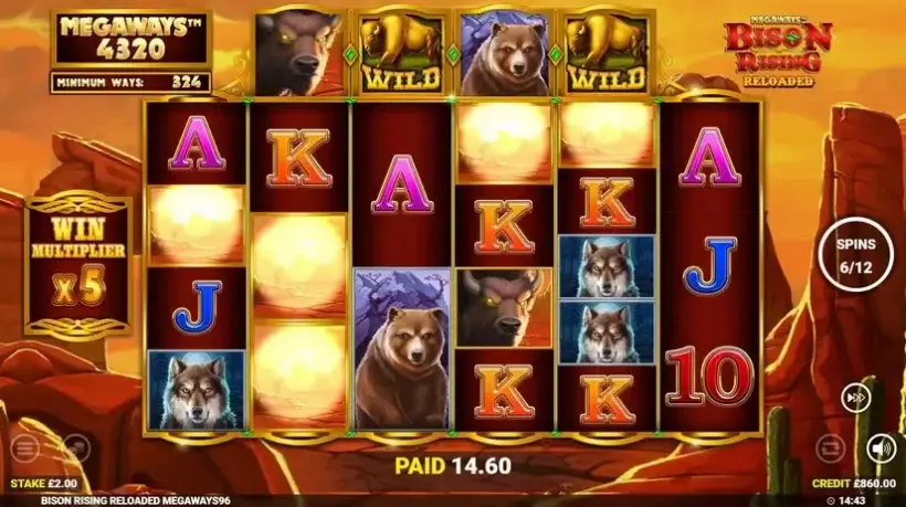 Bison Rising Reloaded Megaways slot screenshot 