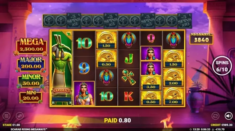 Scarab Rising Megaways slot screenshot 